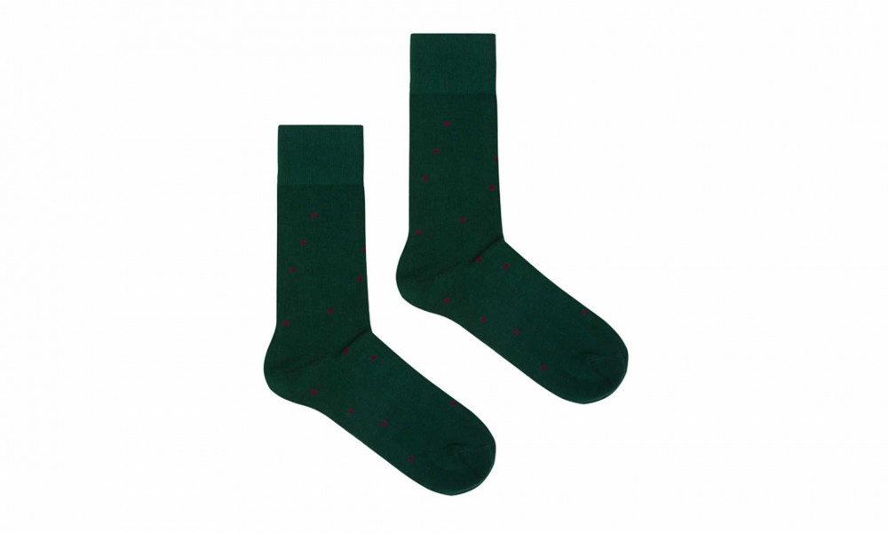 Vegane Socken | KABAK Organic Socks Green Burgundy Dots