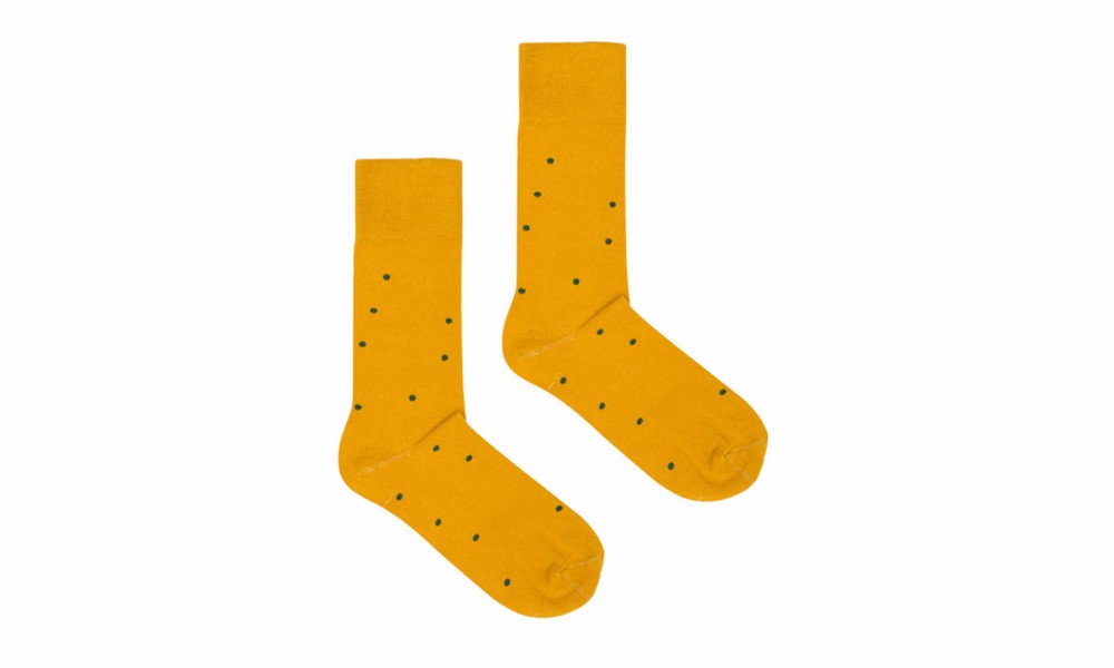 Vegane Socken | KABAK Organic Socks Mustard Green Dots