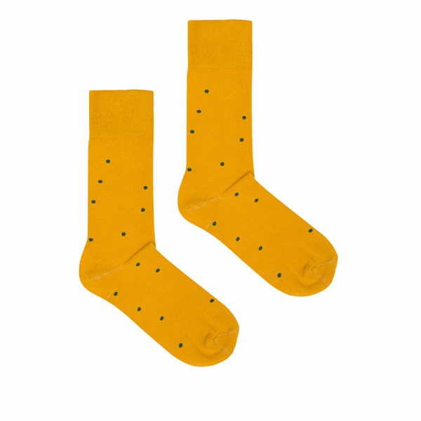 Organic Socks Mustard Green Dots